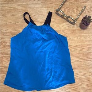 Milly Black Elastic Strap Blue Sleeveless Tank Top